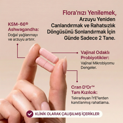 Syneva® Kadın Sağlığı Desteği, 2 kapsül içeren doğal takviye ile mikrobiyomu dengeleyin.